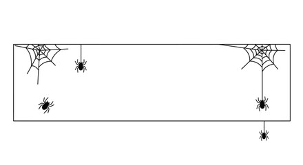 Halloween Spider Web and Spiders Rectangular Frame Border Illustration