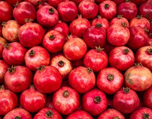 Close-up view of many pomegranates