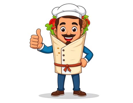 Cartoon chef dressed as a wrap
