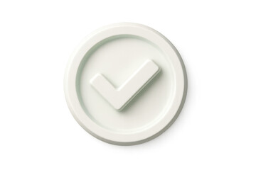 White 3D checkmark icon in a circle isolated on transparent background