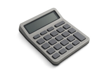 Sleek gray calculator isolated on transparent background for accounting