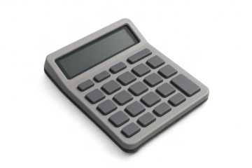 Sleek gray calculator isolated on transparent background for accounting