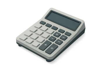 Digital calculator for math and finance, isolated on transparent background