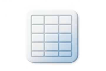 Sleek data table grid icon isolated on transparent background, modern UI element.