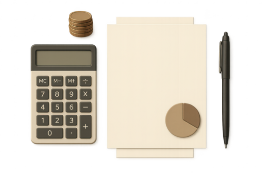 Financial toolkit elements isolated on transparent background, clean