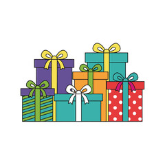 Colorful Gift Boxes with Ribbon Bows Vector Illustration