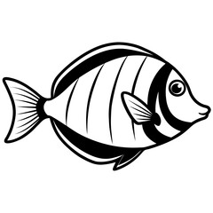 Minimalist Surgeonfish Line Art Vector Illustration on White Background