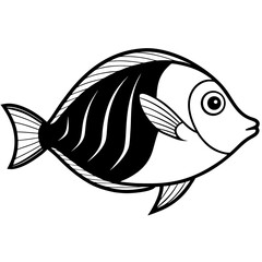 Minimalist Surgeonfish Line Art Vector Illustration on White Background