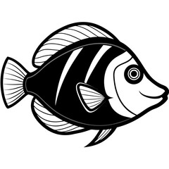 Minimalist Surgeonfish Line Art Vector Illustration on White Background