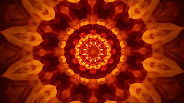 Intricate orange and yellow abstract mandala
