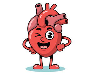 Cartoon heart character isolated on white background