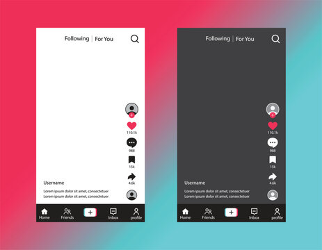 TikTok Social Media Post Mockup Template Layout in Light and Dark Mode, Editorial&nbsp;Use&nbsp;Only