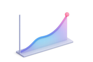 Fototapeta premium Rising colorful 3D graph isolated on transparent background, business concept