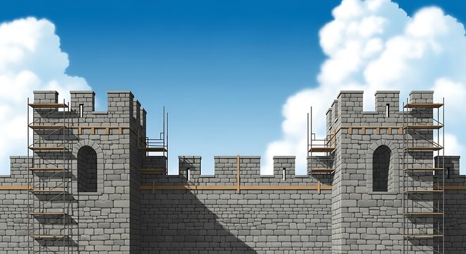 Medieval Castle Under Construction.