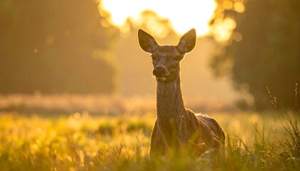 Deer in golden sunlight