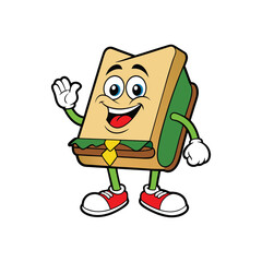 Cute Sandwich Mascot Cartoon Character