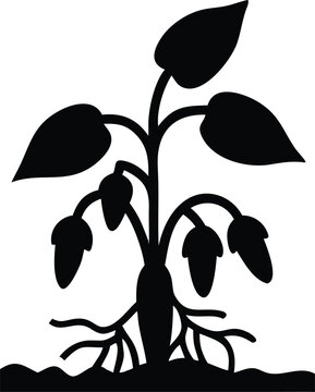black plant silhouette with roots clip art preview