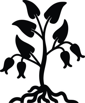 black plant silhouette with roots clip art preview