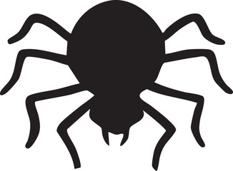 Black spider silhouette with fangs and rounded body