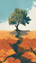 Lonely tree dry land