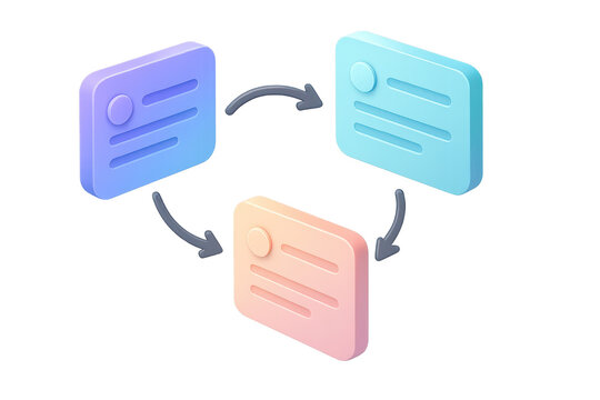 3D render illustration of iterative process isolated on transparent background.