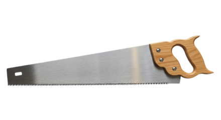 Hand saw with wooden handle isolated PNG with Transparent Background