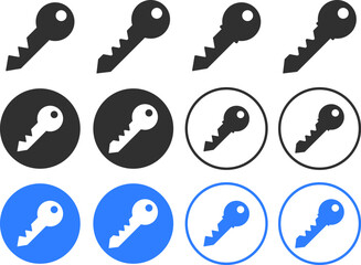 key icon set. Line and bold style. Access symbol. password or security sign