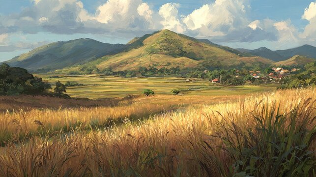 Paisaje de verano con campo de trigo