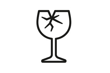 Fragile package handling warning symbol. Broken glass vector line icon for shipping and logistics. Handle with care label for delivery and cargo. Minimalistic pictogram design.