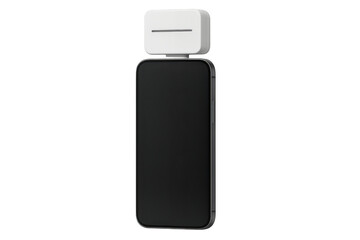 Smartphone with white block attachment, isolated on transparent background