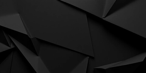Obraz premium Abstract black folded paper texture; deep shadows, sharp creases, geometric folds, crease, wrinkles