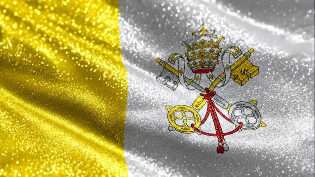 Glittering Vatican City Flag Wallpaper - A shimmering, glittering depiction of the Vatican City flag. The flag's design, featuring the keys of Saint Peter and the Papal Tiara, is set against a