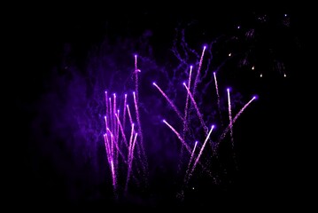 Purple Fireworks Display in the Night Sky celebration