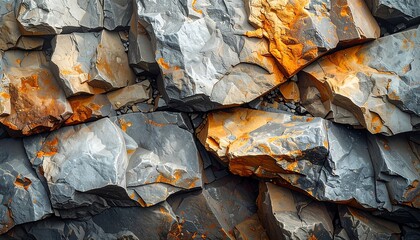 Close-up view of rough, textured rocks