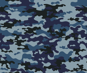 
Camouflage blue pattern military texture, vector illustration of pattern for print