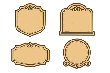 Vintage decorative frames set with classic ornate borders, retro style vector illustration, elegant old-fashioned label designs, textured vintage backgrounds, antique style embellishments for design