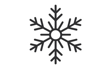 Black snowflake icon vector illustration with transparent background, winter season symbol, cold weather design, icy crystal shape, holiday and frost decoration element
