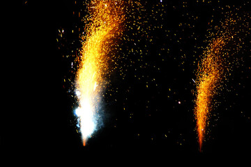 Two bright fireworks exploding with sparks and light © Samia