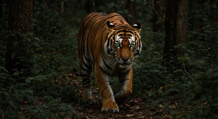 Obraz premium Tiger illustration. Powerful and majestic big cat predator with bold stripes. Symbol of strength, courage, and wilderness. Perfect for wildlife, nature, and education projects.