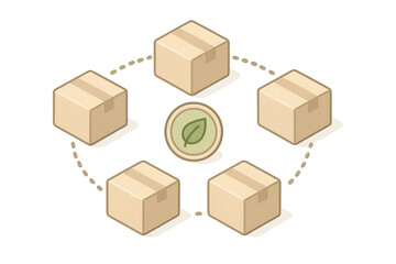 Fototapeta premium Sustainable supply chain concept with boxes isolated on transparent background