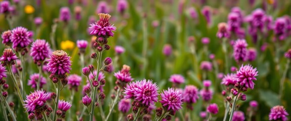 Obraz premium Purple pink heather blooms, Ginkel Heath, Ede, Netherlands WWII Operation Market Garden dropping zone, wild, memorial