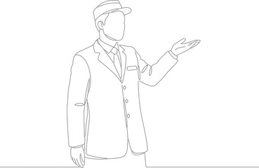 Minimalist Line Art Man in Suit Giving Presentation Illustration