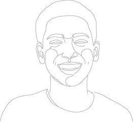 Minimalist One Line Art Smiling Man Portrait Illustration Drawing