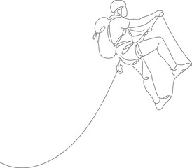 Minimalist One Line Drawing Rock Climbing Man Silhouette Extreme Sport