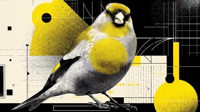 Yellow bird abstract background