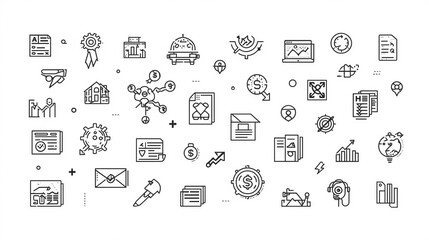 Minimal Line Icons Pack – Business, Tech & Social Media Symbols