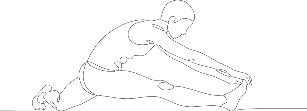 Single Line Continuous Drawing of a Stretching Man Exercising Body Flexibility