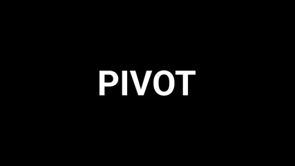 Dynamic black and white animation of the word pivot forming with bold abstract shapes. 4k text animated video