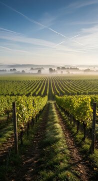 Vineyard Landscape at Sunrise.