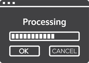 Computer screen showing a processing bar and ok and cancel buttons